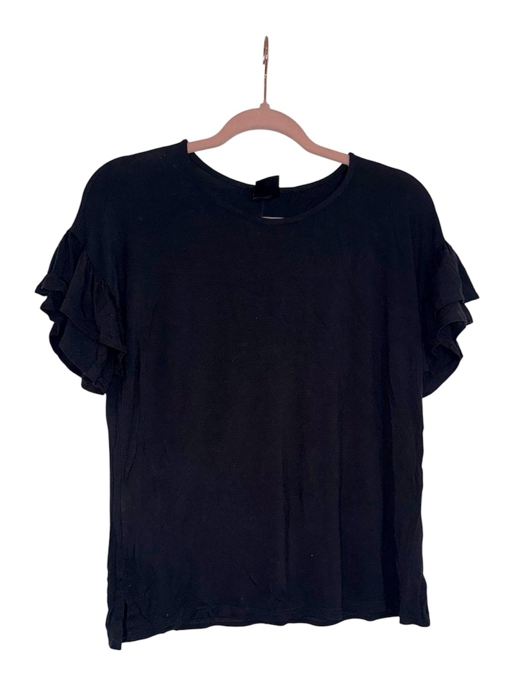 Agnes & Dora Black Ruffle Sleeve Top, SIZE XS. EUC!